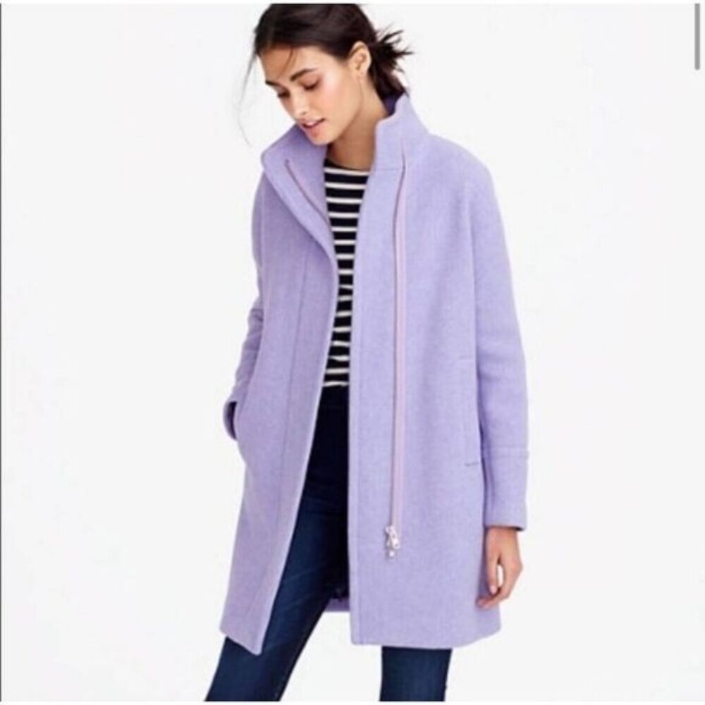 J.Crew Cocoon Two-Way Zip French Purple Coat Petite 2P